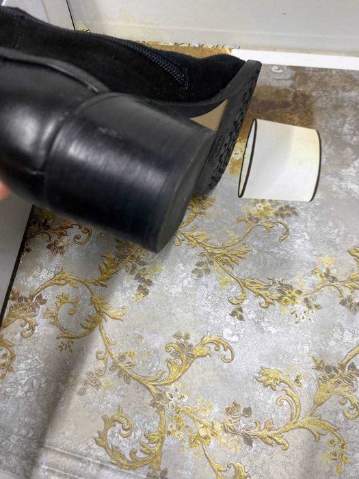 Сапоги замшевые зимние ботфорты , натуральная кожа