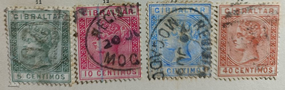Selos antigos de Gibraltar de 1886 ao início do século XX