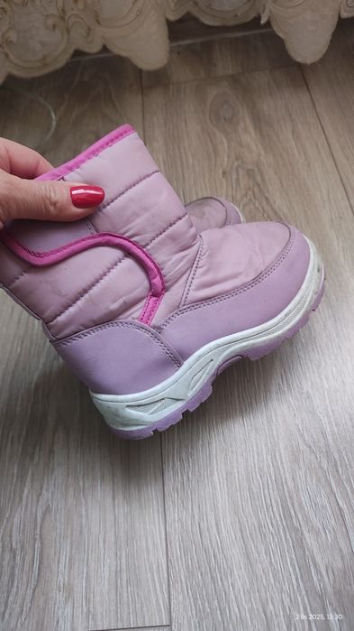Śniegowce dla dziewczynki r27 ,stan idealny,różowe buty na zimę dl15cm