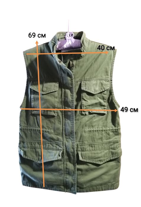 Жилетка Pull and Bear жіноча, розмір S, хакі, з кишенями, мілітарі