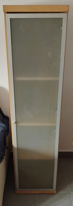 2 móveis / estantes com porta em vidro fosco