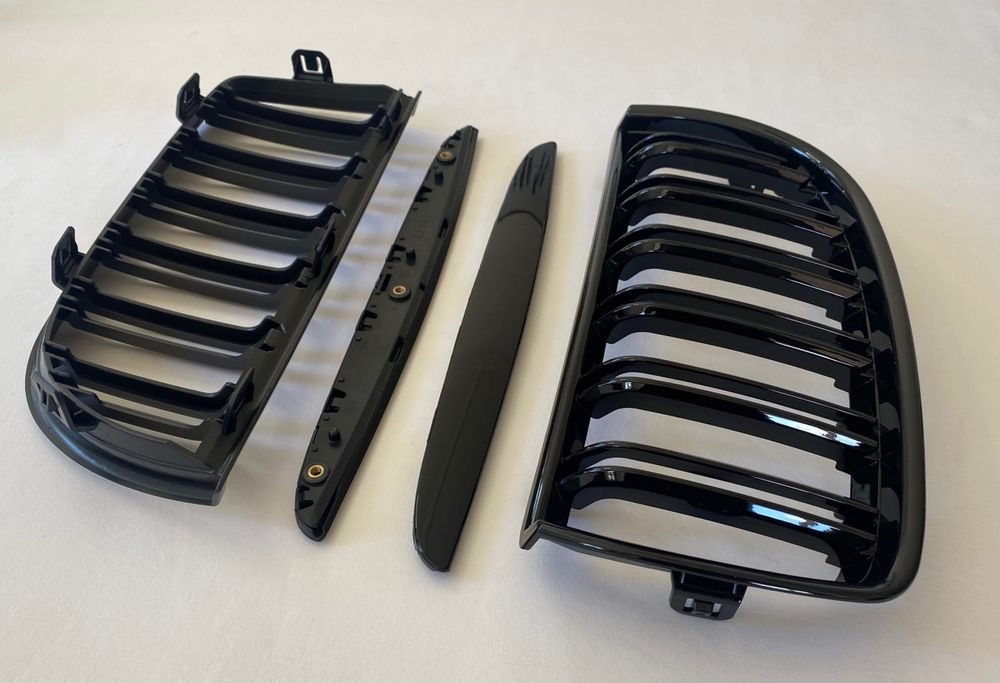Nerki Grill Nakładki BMW E90 E91 przedlift 05/08 Czarny połysk