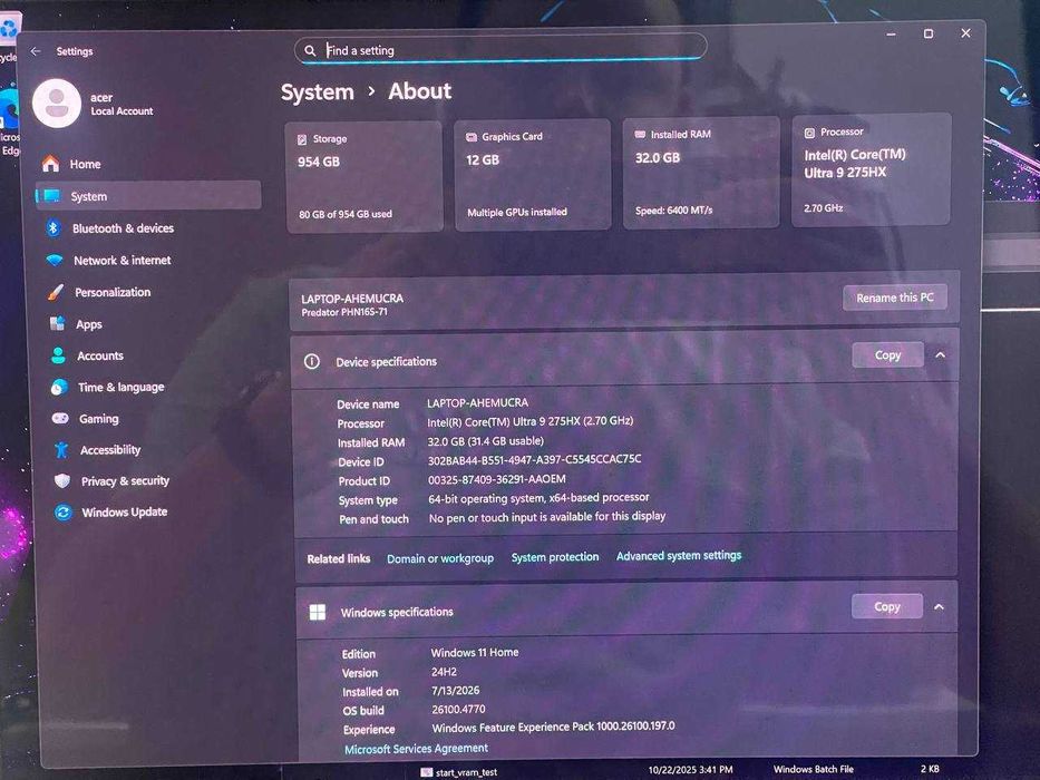 НОВИЙ ACER PREDATOR Helios Neo AI 16S 16" OLED QHD Ultra 9 275HX 24 CORE / NVIDIA RTX 5070 Ti 12GB / 32GB / 1TB