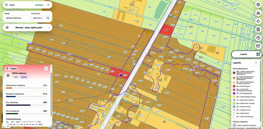 Działka inwestycyjna pod market spożywczy– 4148 m², Strefa usługowa SU