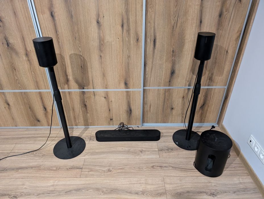 Sonos Beam 2 + 2x Era 100 + Sub Mini + statywy – kompletny zestaw