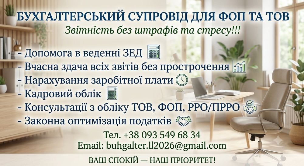 Бухгалтерський супровід ФОП та ТОВ