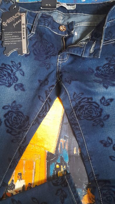 Spodnie  Jeansowe  damskie  z różami   G - SMACK * rozm. 38  * NOWE *