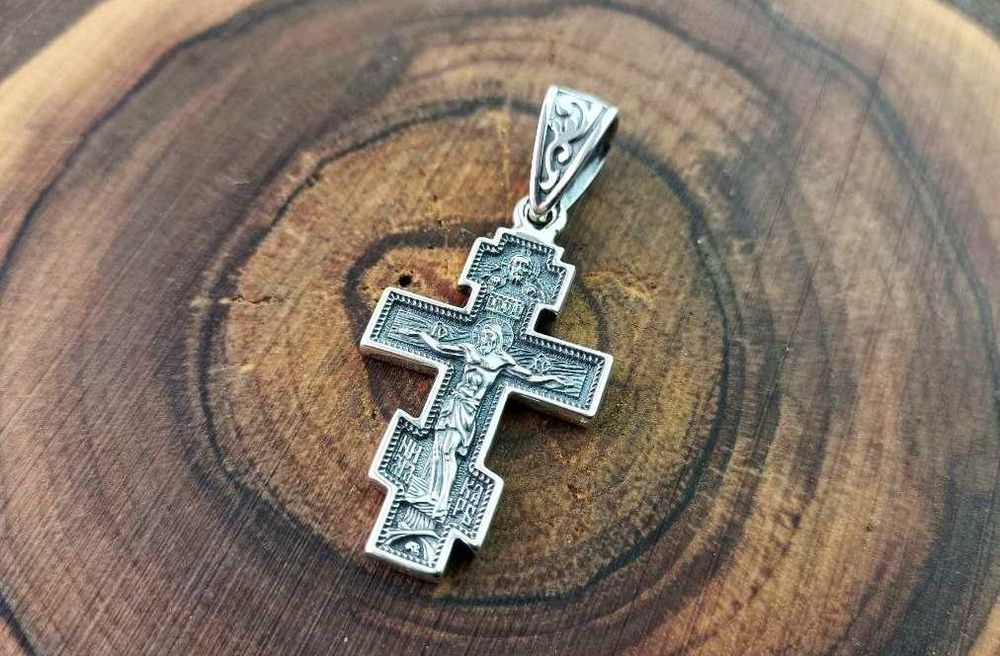 Православный Серебряный Крестик с Архангелом Михаилом. Хрест Срібний