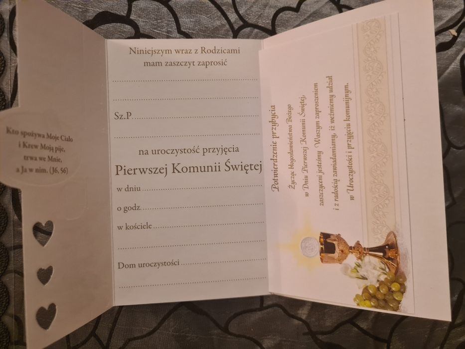 Zaproszenie na komunie 2 sztuki
