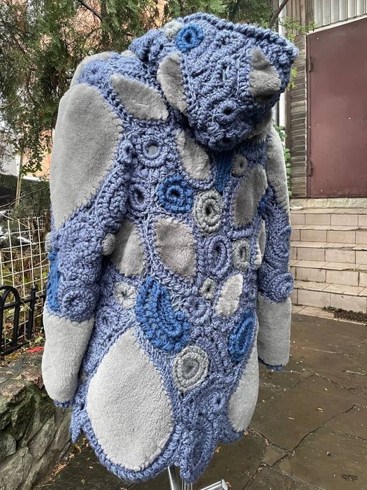 Дубленка с ирланским кружевом. Ручная работа. Эксклюзив.