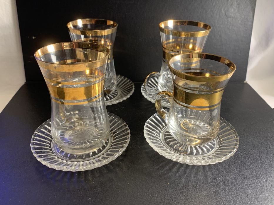 Jogo de Chá Turco Vintage Vidro e Ouro (Paşabahçe– Elegante
