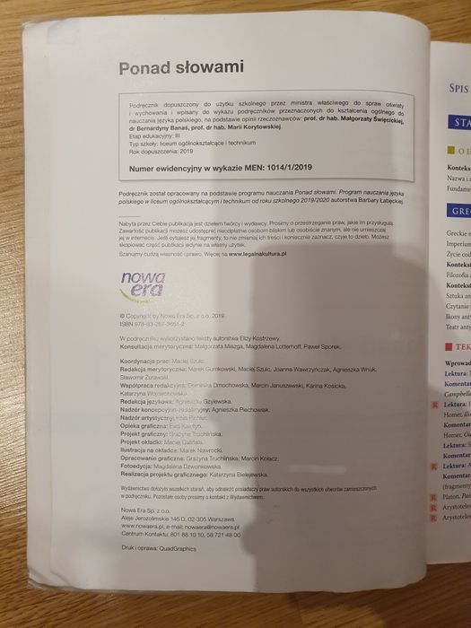 Ponad słowami 1, podręcznik do polskiego