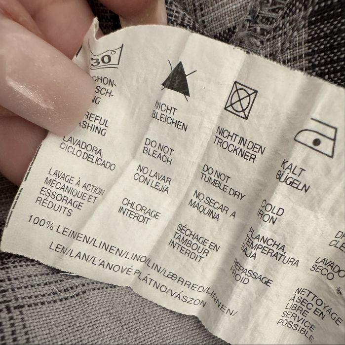 Lniana sukienka na szelkach, w kratę, styl vintage, 36, S, 100 % len