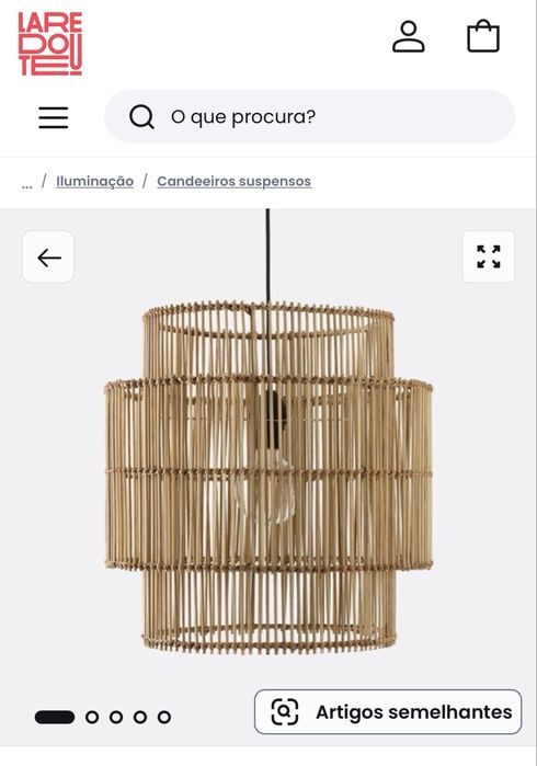 Candeeiro em bambu, Ø46 cm,l