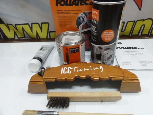 Tinta alta temperatura Foliatec de cor Cobre metálico brilhante (mercedes AMG carbon ceramic) para bombas / pinças travão, kit 3 c