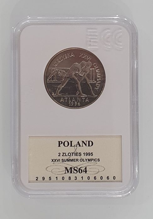 2zł 1995 rok Atlanta Zapaśnicy Mennicza NGC MS64