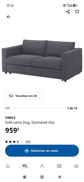 Sofá-cama VIMLE cinzento IKEA