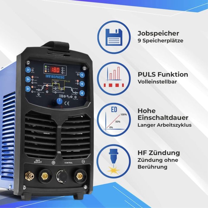 Nowa spawarka WIG inwertorowa AC DC 180A, zapłon HF, puls, aluminium!