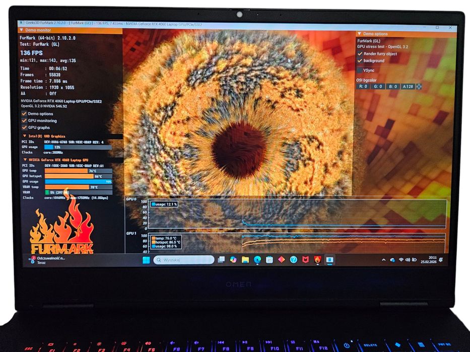 Gw 06.2027r Laptop gamingowy HP Omen RTX 4060 i7 13th SSD 1TB RAM 16GB