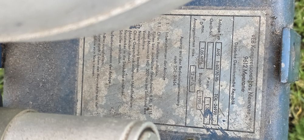 Sprężarka kompresor ddr okazja rok 1985