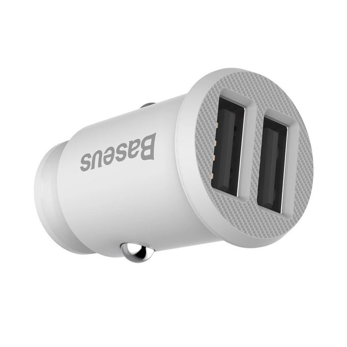 Mini ładowarka Baseus Grain Car Charger CCALL-ML02 samochodowa 2x USB-A 3.1A - biała