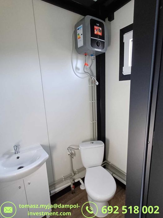 Nowy pawilon/kontener 9x3 z WC aneksem klimatyzacją – dostępny od ręki