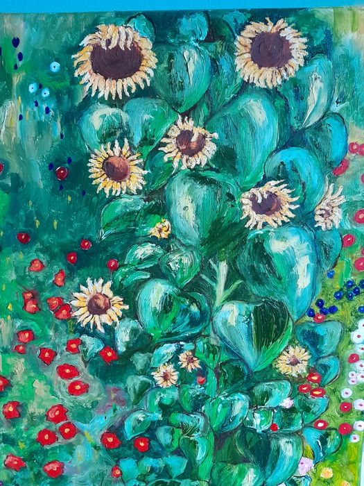 Olej na płótnie, Ogród ze słonecznikami,  Gustaw Klimt
