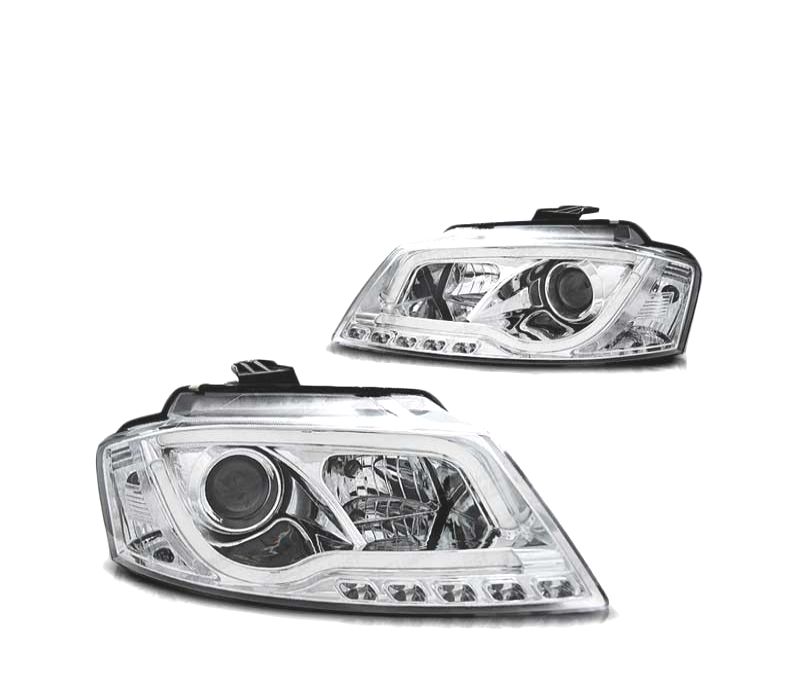 FARÓIS LED AUDI A3 8P 08-12 TRU DRL CROMADO