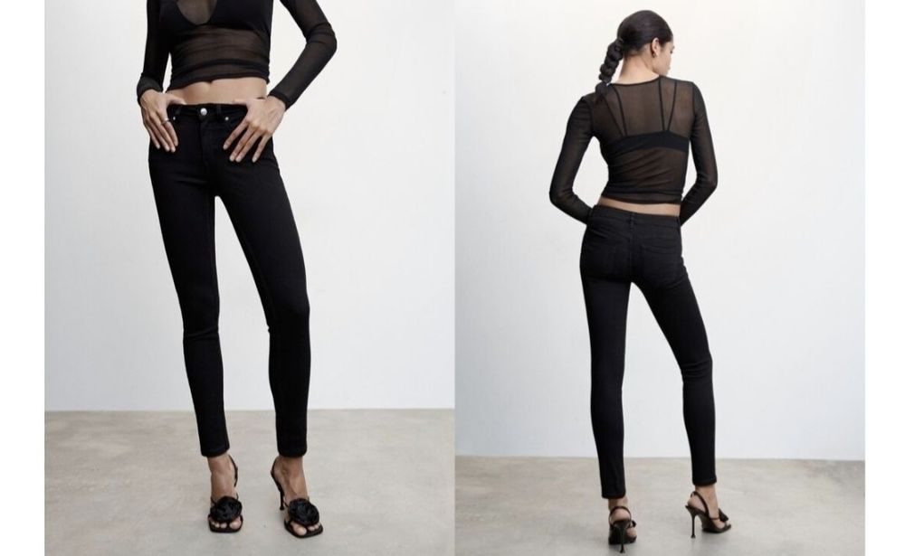 Подростковые черные школьные брюки Mango котоновые джинсы скинни mango p.152 - 158 см