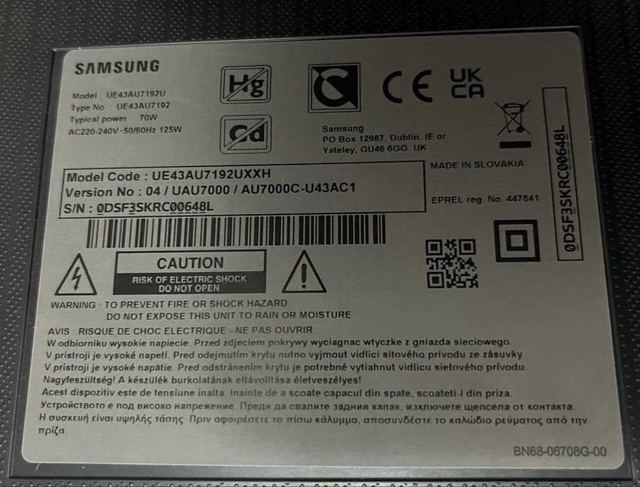 Płyta główna zasilacz do TV Samsung UE43AU7172UXXH