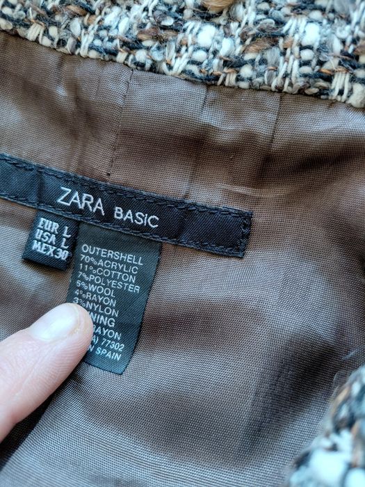 вкорочений твідовий піджак, жакет твід, піджак твід zara