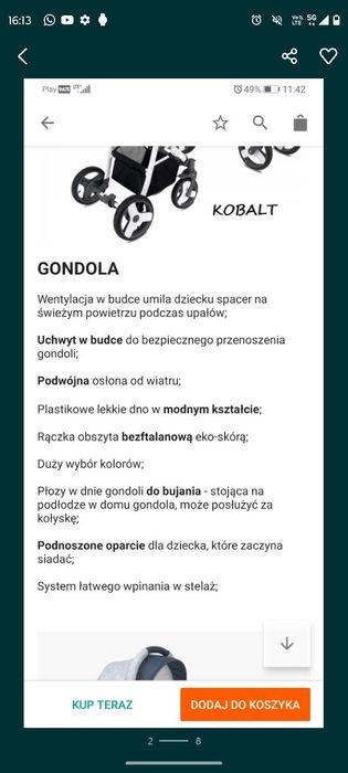 Wózek amelis gondola i spacerówka