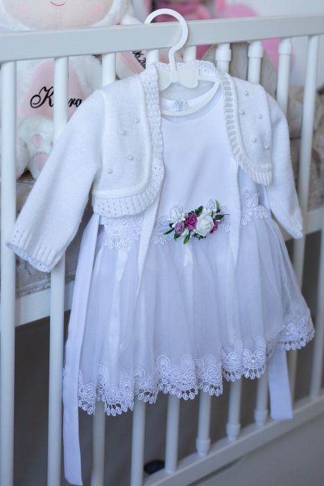 Sukienka na chrzest 62, komplet