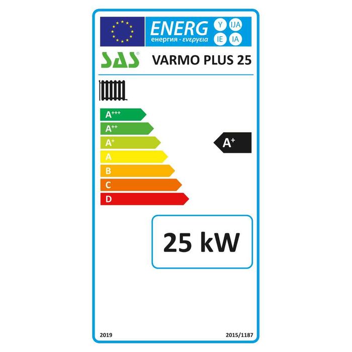 Kocioł SAS VARMO PLUS 25kW,zasypowy, lista zum, 5 klasa