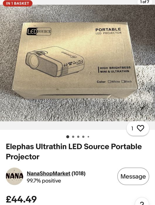 Портативний LED-проектор Touyinger, білий