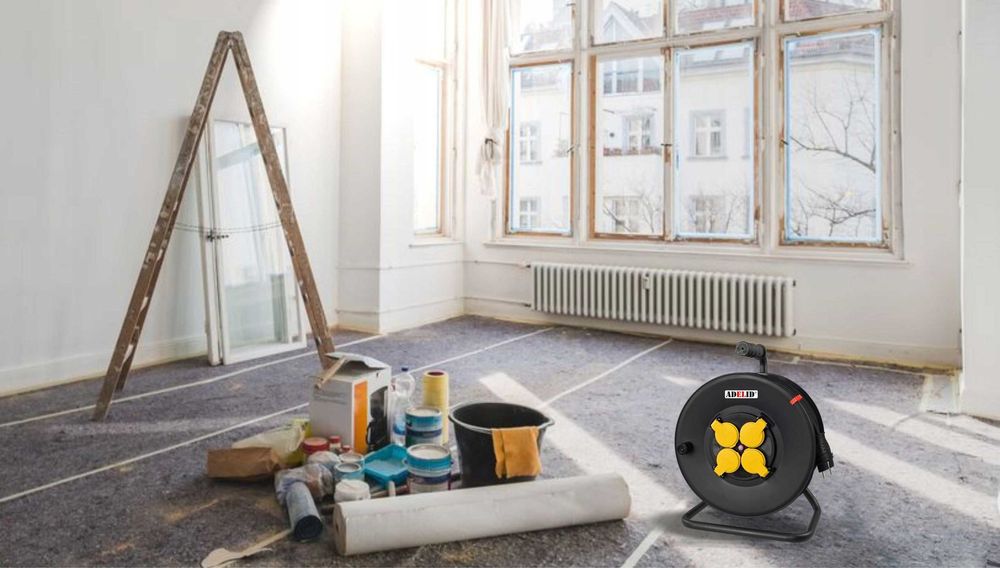 SOLIDNY Nowy POLSKI przedłużacz na bębnie 50M 3x2,5 DŁUGI 4 wtyczki