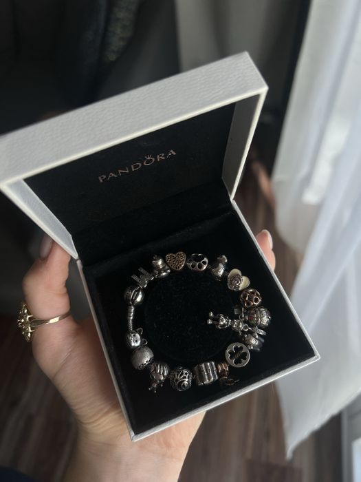 Bransoletka charmsy PANDORA Moments zestaw 18 elem. różowe złoto S925