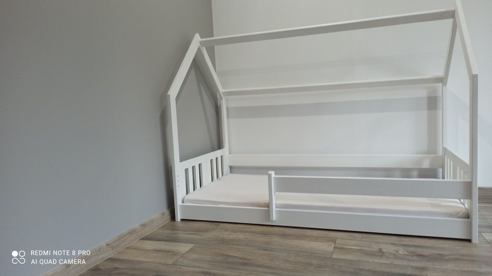 160x80 Łóżko dziecięce domek białe - OD RĘKI