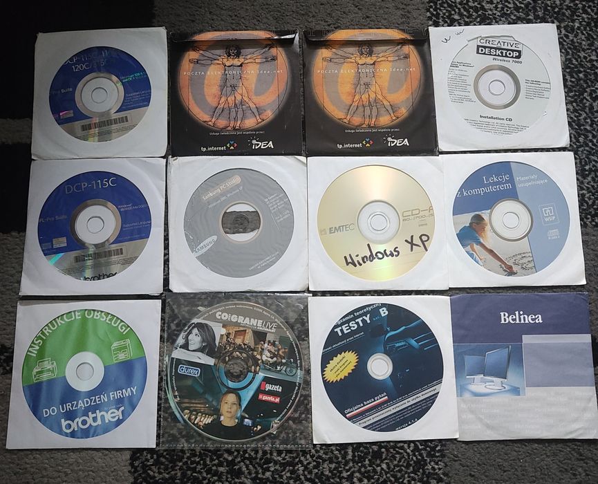 Zestaw Retro Płyt CD/DVD Box 28 szt. Vintage PC Lata 2000 nostalgia Y2K