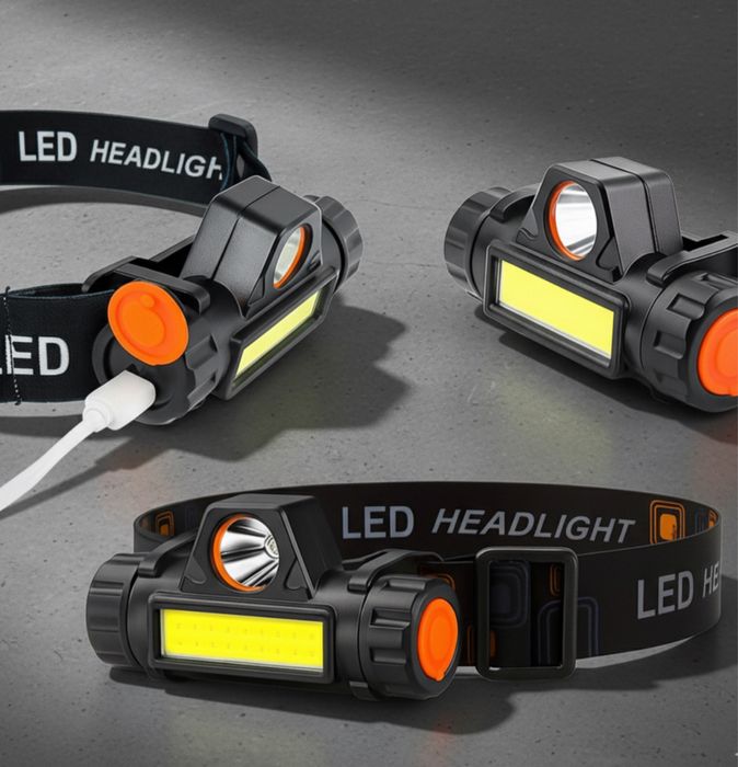 Latarka czołowa 4w1 COB LED z magnesem akumulatorowa, lekka praktyczna