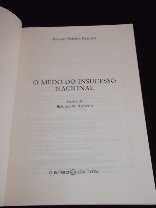 Livro Medo do Insucesso Nacional Álvaro Santos Pereira