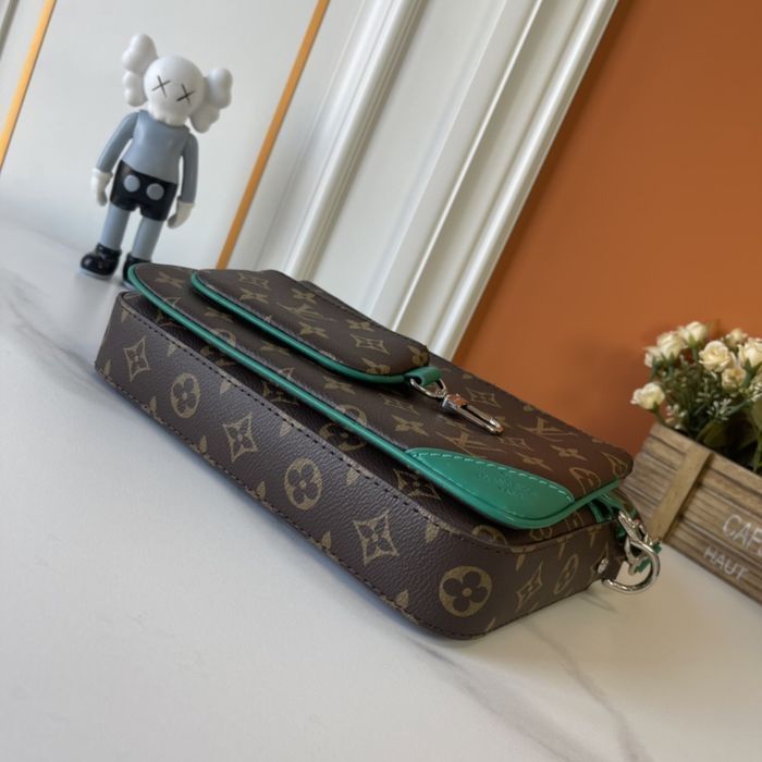 Louis Vuitton trio messenger сумка кожаная коричневая с зеленым