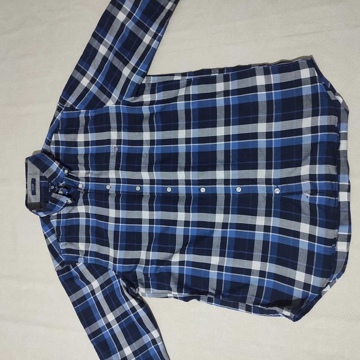 Gant Elegancka Koszula Męska w Kratkę z Długim Rękawem Rozmiar M