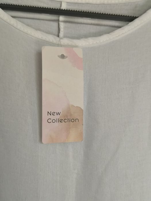 Tunika niegniotek oversize biała rękaw podpinamy