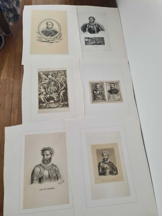 Conjunto de Gravuras Imagens Serigrafias Luís de Camões Art Vintage Pictures Wall Frames