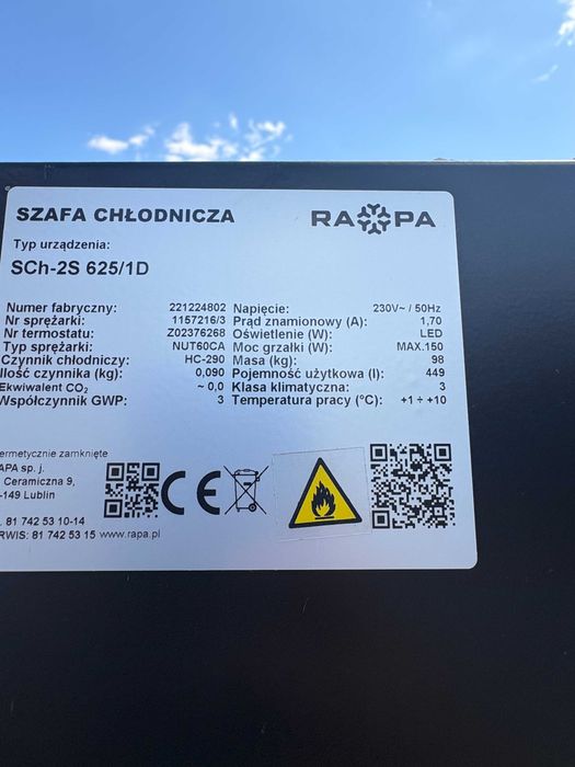 Witryna chłodnicza 2023r  szafa napoje RAPA jak nowa igła