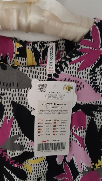 Nowa sukienka z metką Coccodrillo roz 158