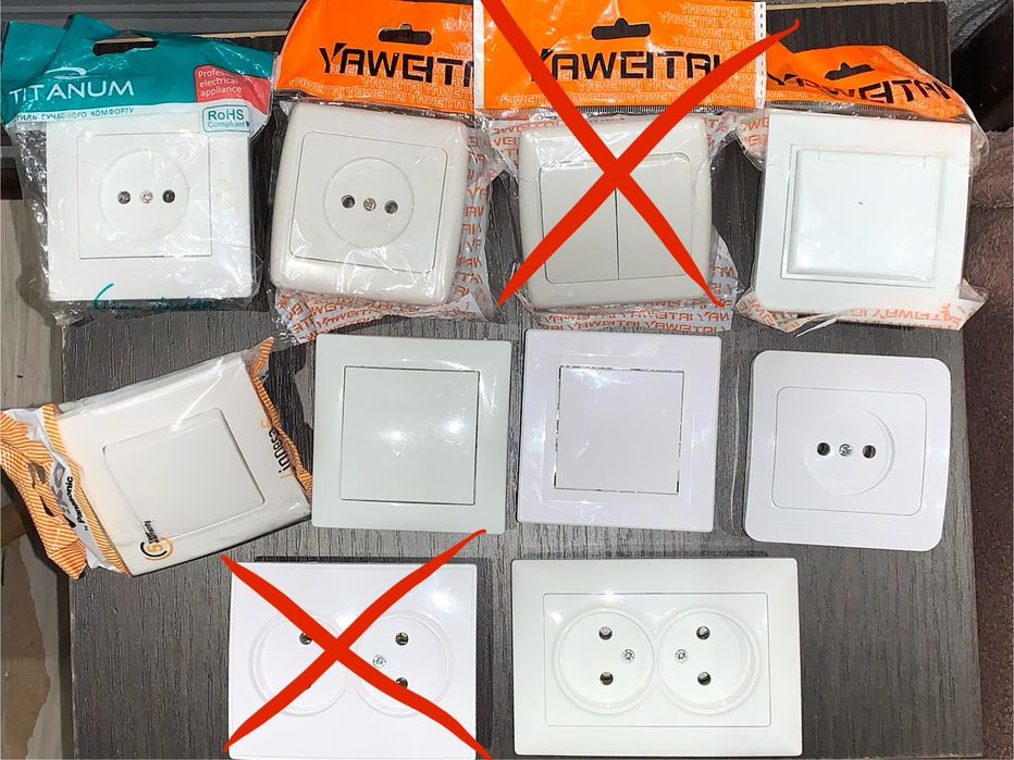 Розетки, выключатели, автоматы, распределительные коробки.