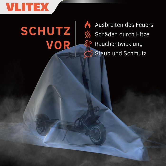 Teto de contenção de incêndio VLITEX 2,5 x 3 m para e-scooters, aspira