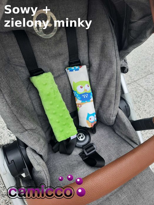 6 DWUSTRONNE ochraniacze osłonki MINKY PASY wózka fotelika osłonka